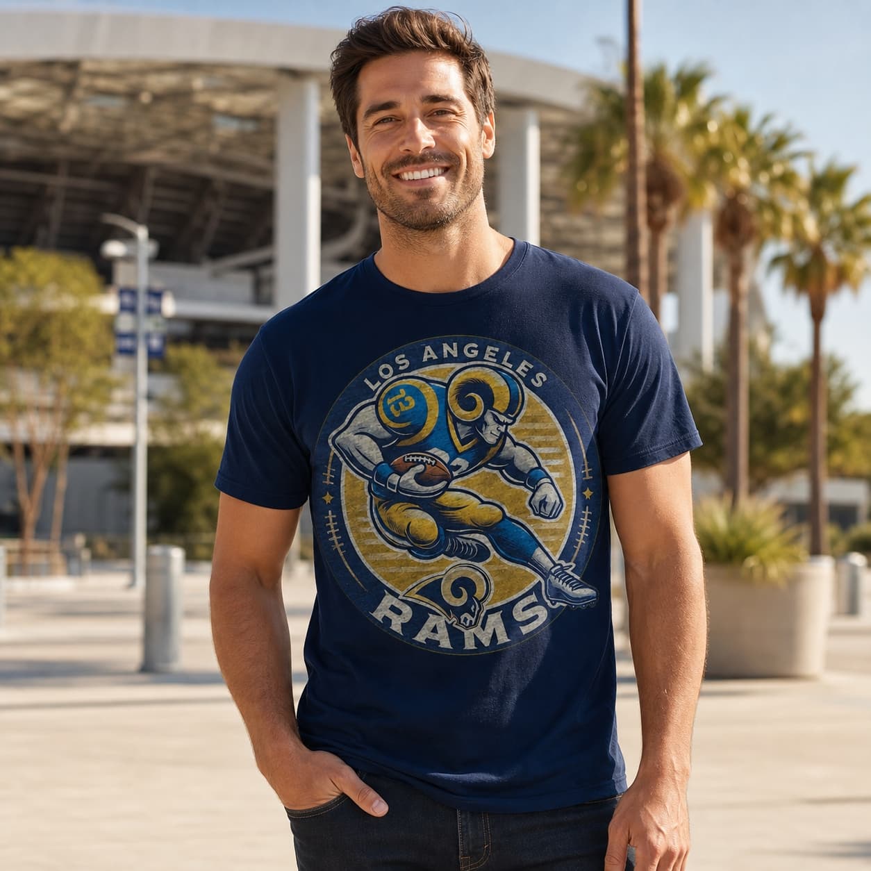 Los Angeles Rams Exclusive Retro Football Circle Artwork Shirt