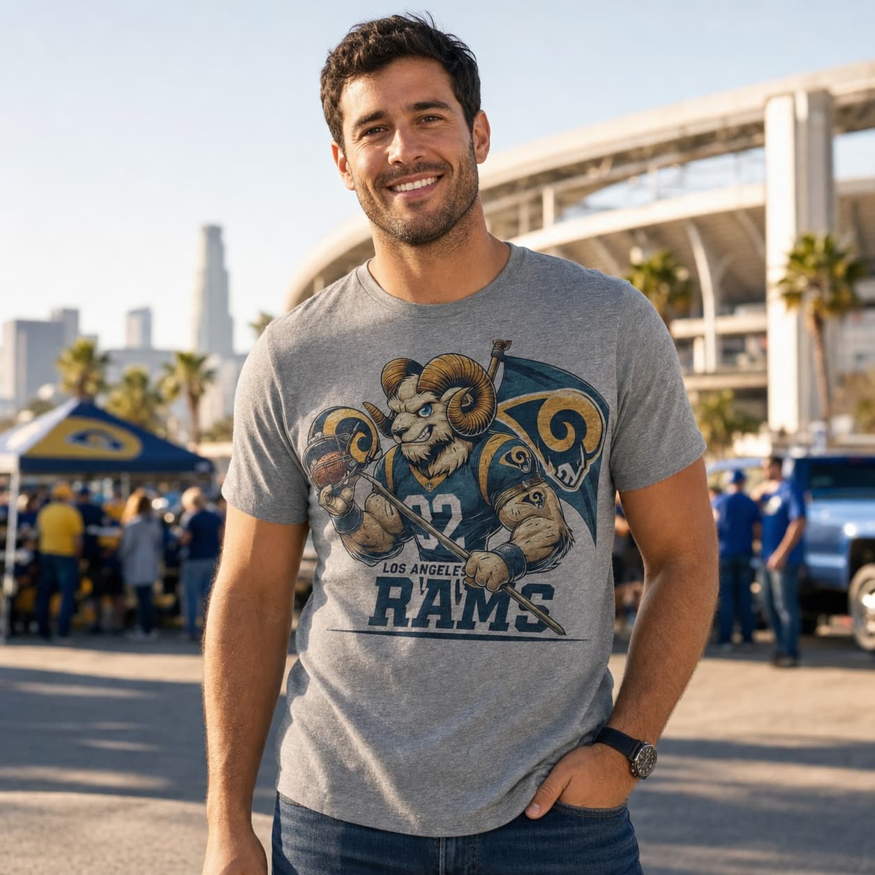 Los Angeles Rams Exclusive Retro Football Flag Artwork Shirt