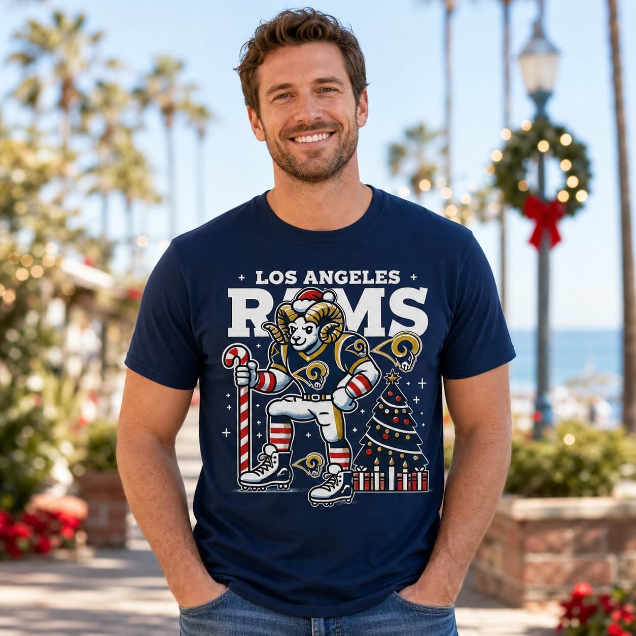 Los Angeles Rams Holiday Exclusive Retro Football Artwork Shirt