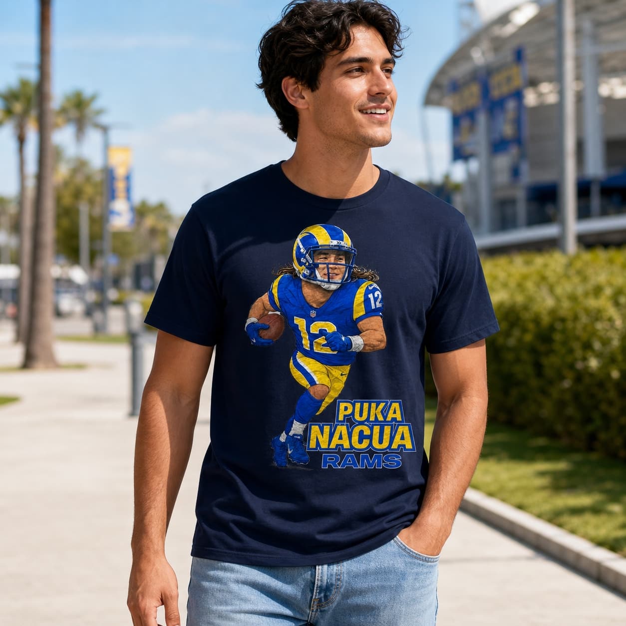 Los Angeles Rams Puka Nacua Helmet Football T-Shirt