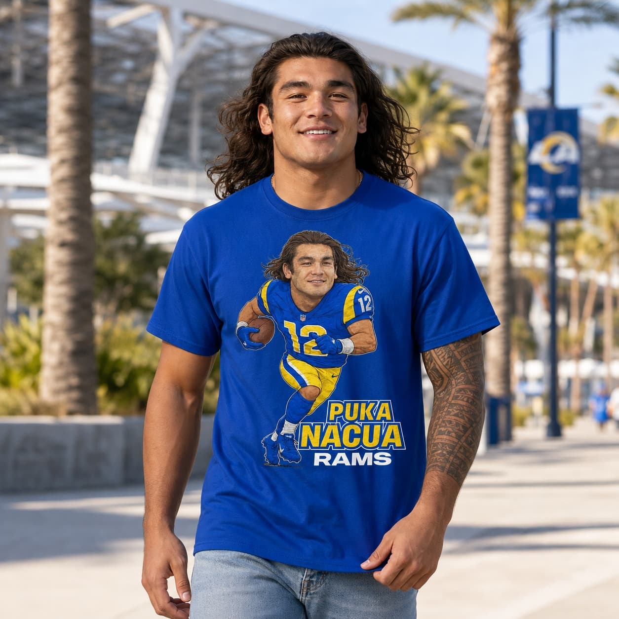 Los Angeles Rams Puka Nacua Retro Football T-Shirt