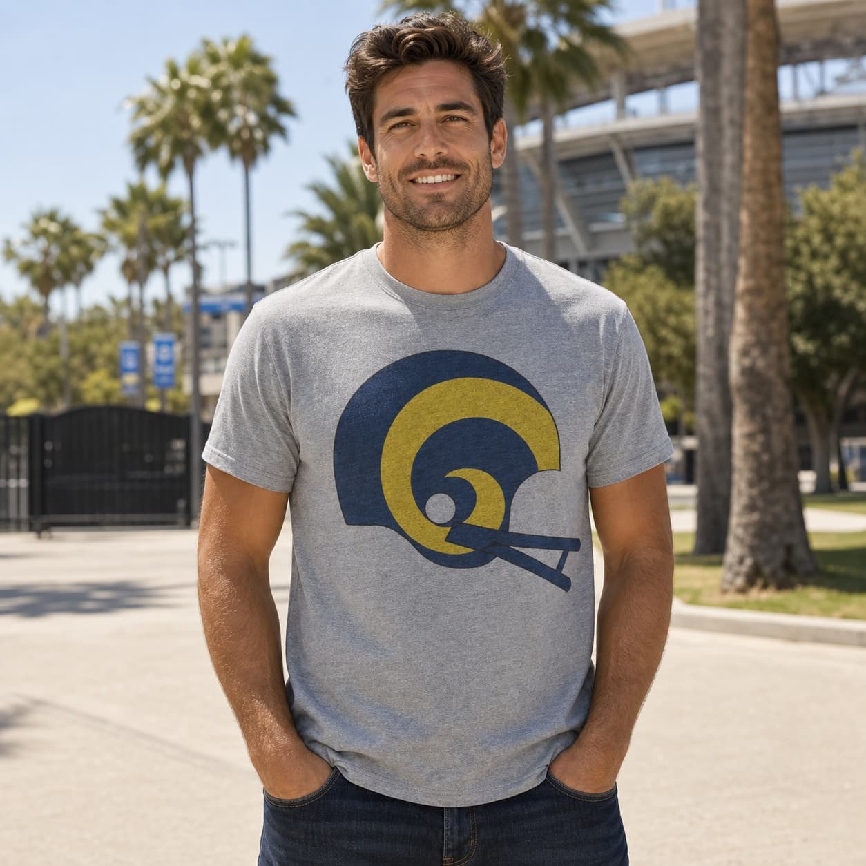 Los Angeles Rams Retro Football Helmet 1982 Artwork Shirt