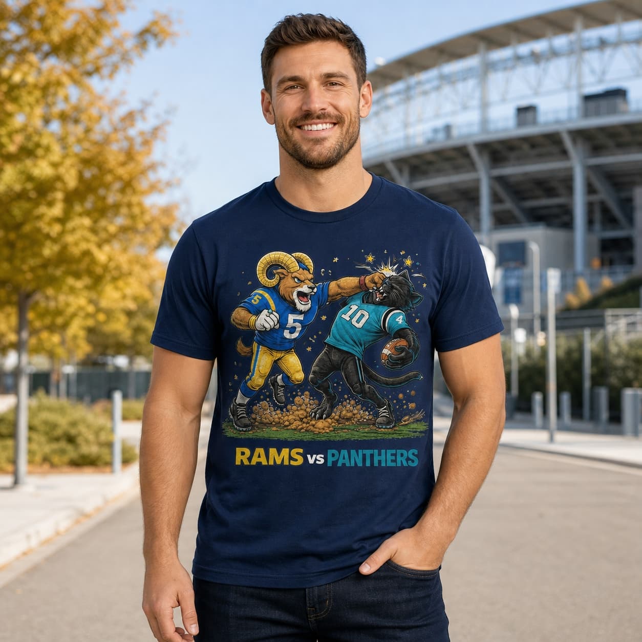 Los Angeles Rams vs. Carolina Panthers Rivals Football T-Shirt