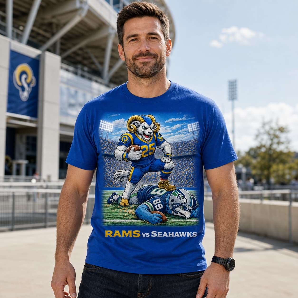Los Angeles Rams vs. Seattle Seahawks Rivals Football T-Shirt