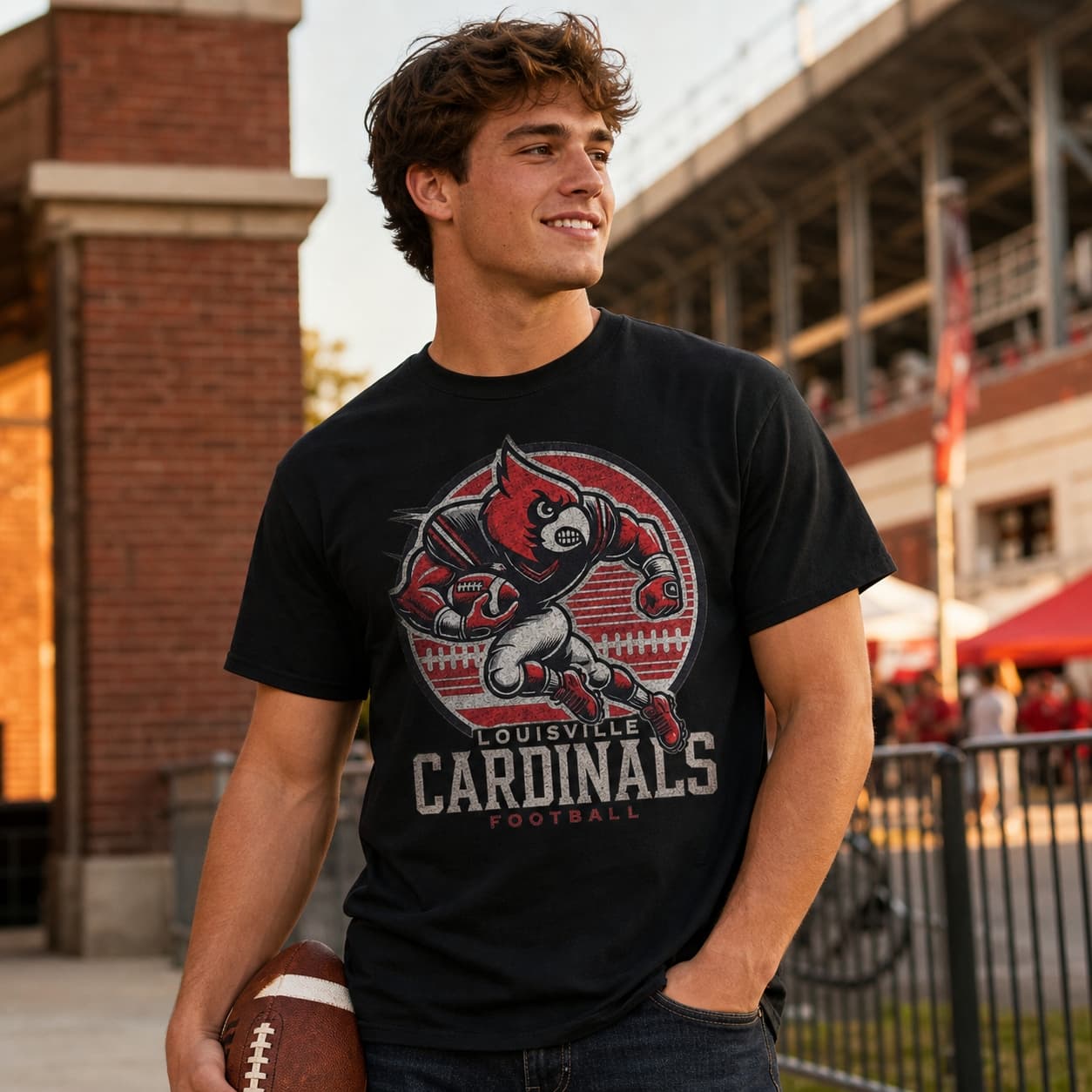 Louisville Cardinals Exclusive Retro Football Circle Artwork Shirt