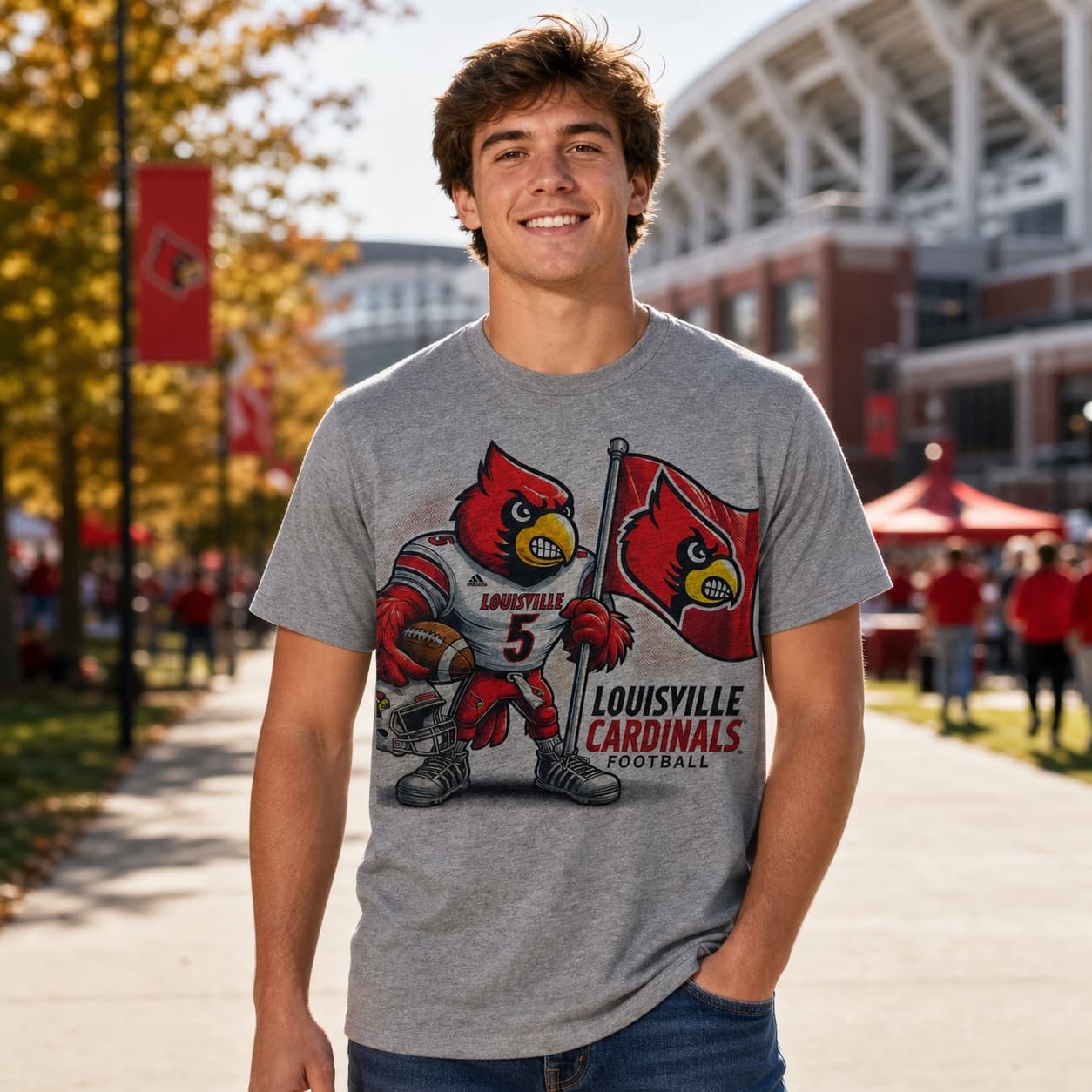 Louisville Cardinals Exclusive Retro Football Flag Artwork Shirt