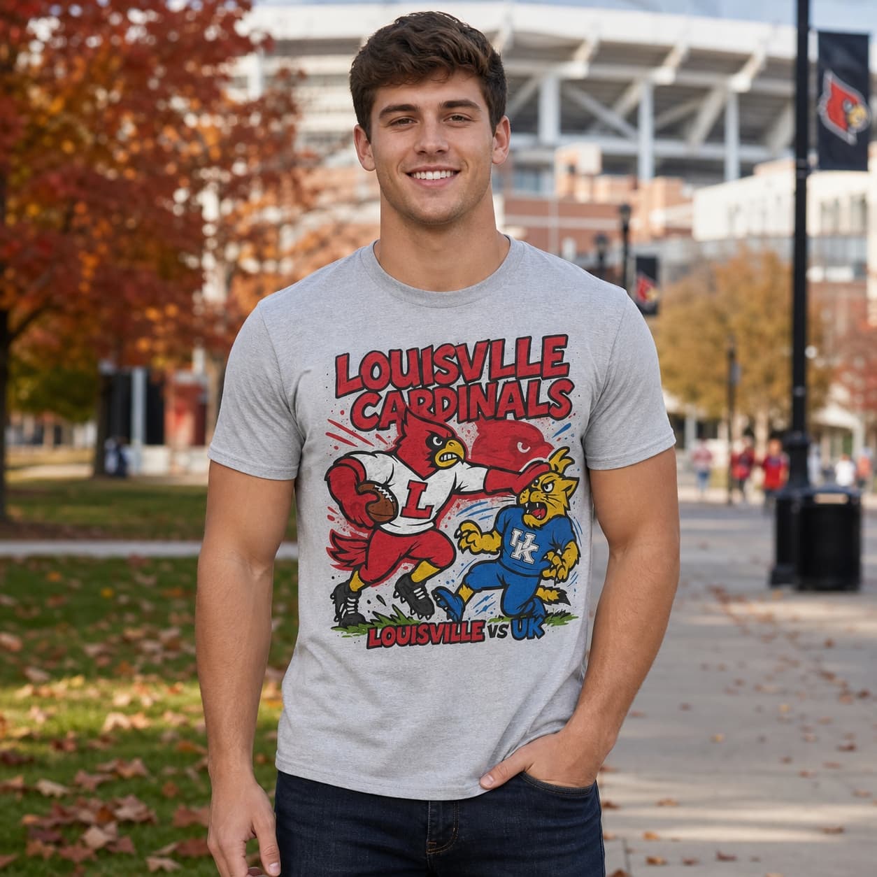 Louisville Cardinals vs. Kentucky Wildcats Retro Rivals Football Artwork Shirt