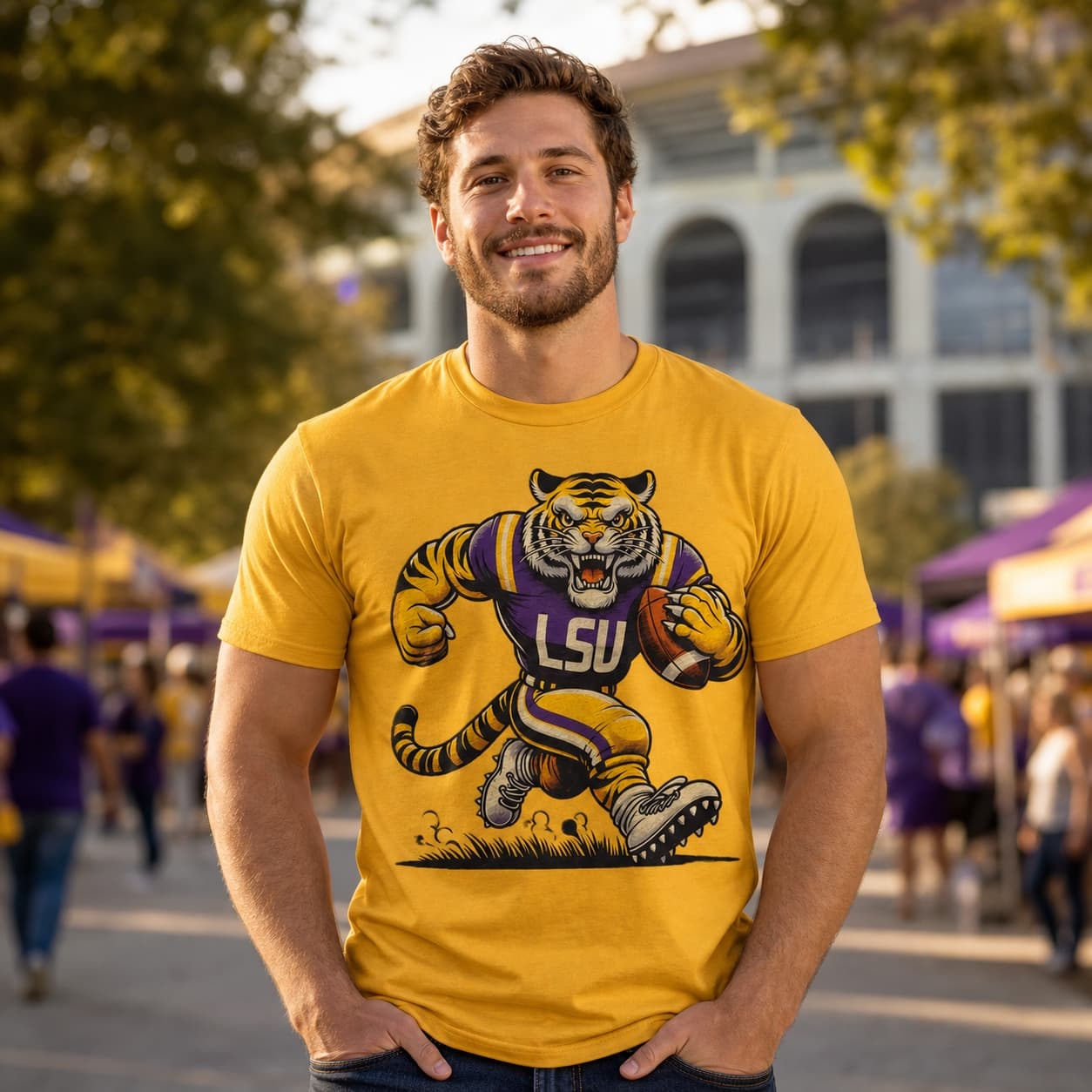 LSU Tigers Exclusive Retro Football Artwork Shirt