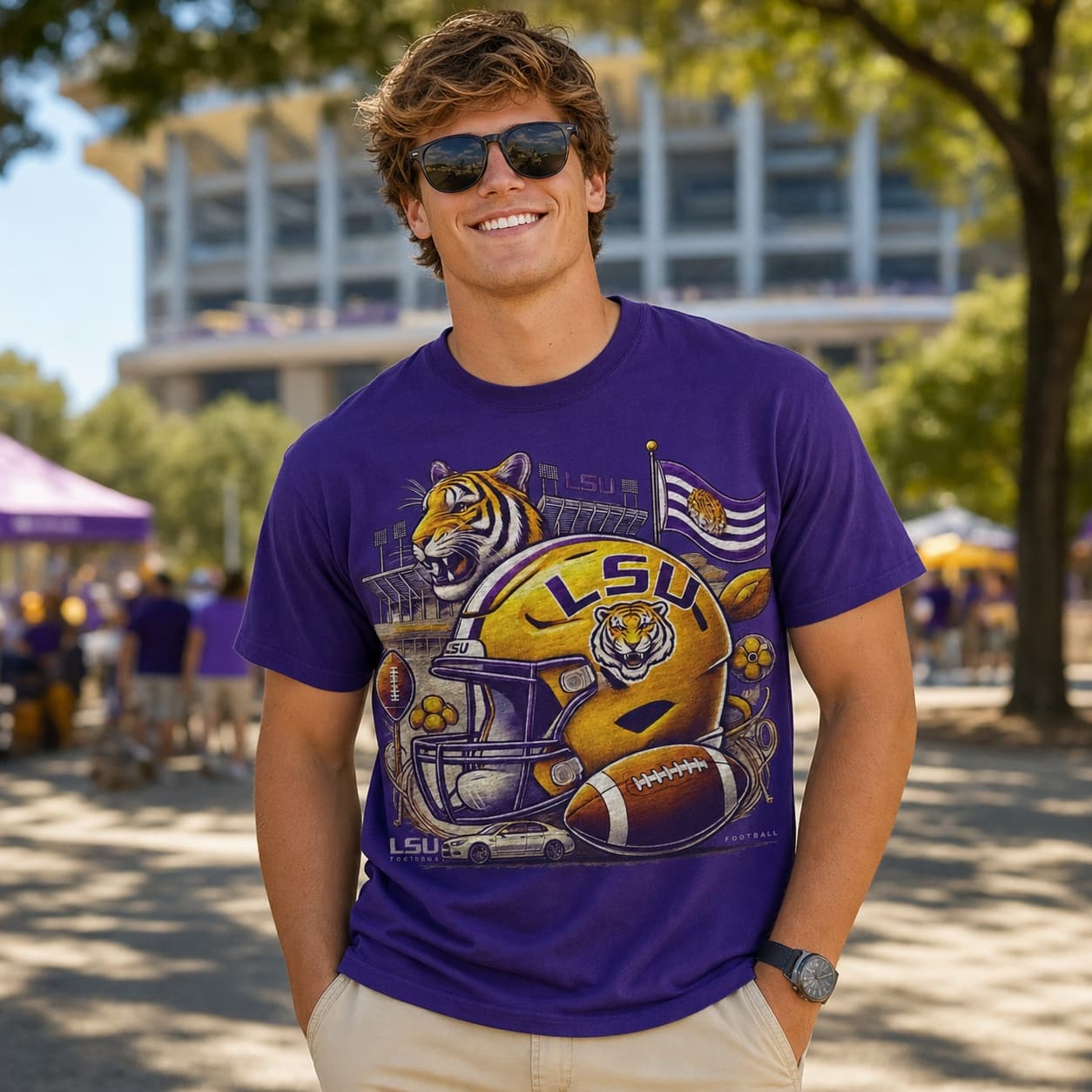LSU Tigers Exclusive Retro Football Classic Artwork Shirt