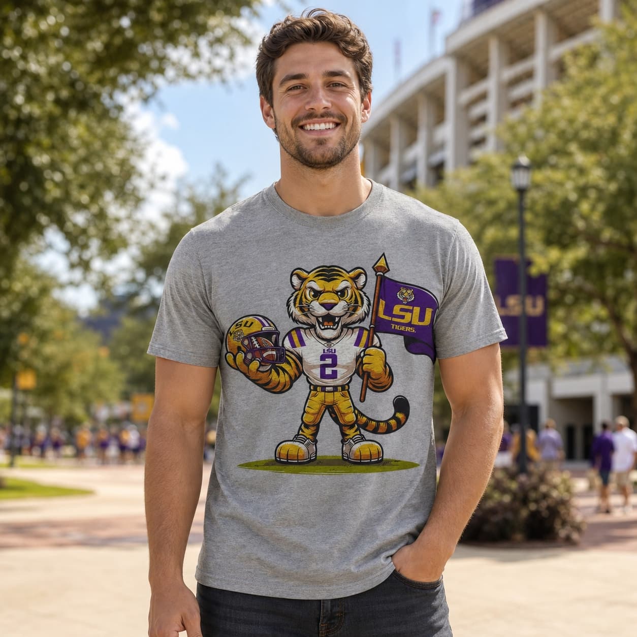 LSU Tigers Exclusive Retro Football Flag Artwork Shirt