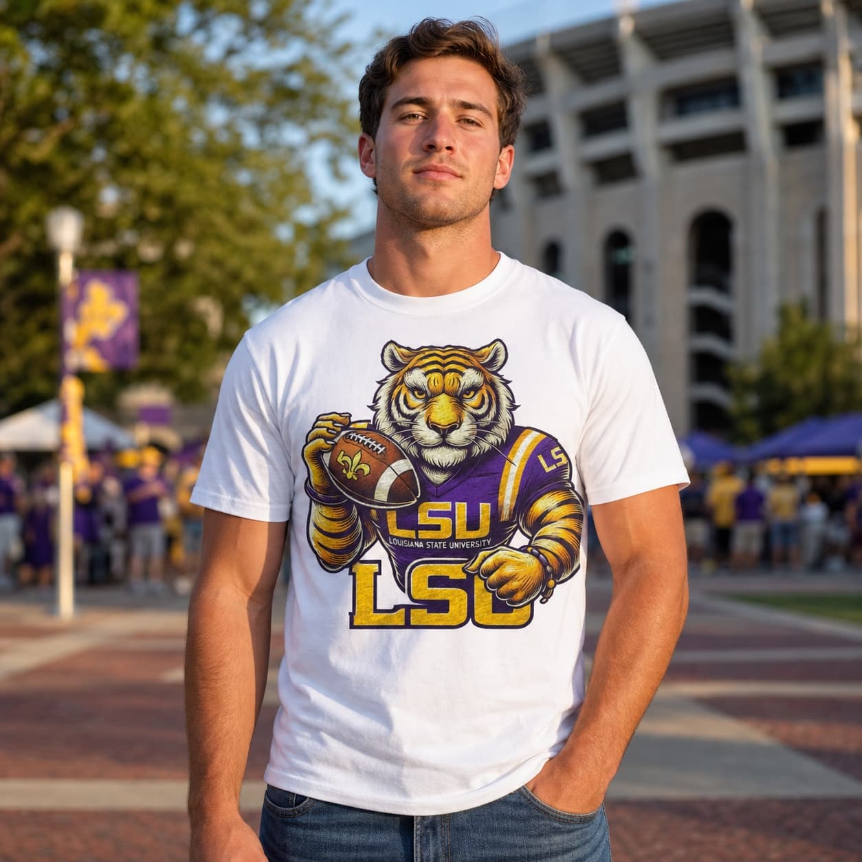 LSU Tigers Exclusive Retro Football Geaux Artwork Shirt