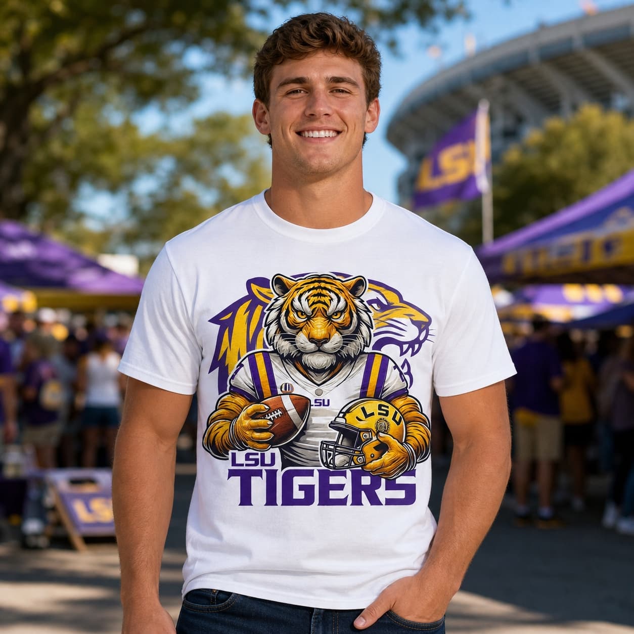 LSU Tigers Exclusive Retro Football Helmet Artwork Shirt