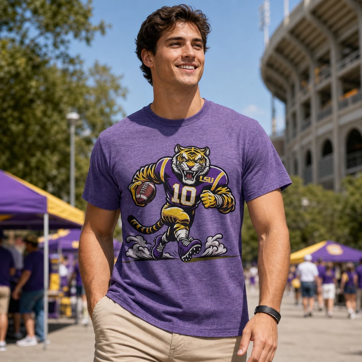 LSU Tigers Exclusive Retro Football Mike Mascot Artwork Shirt