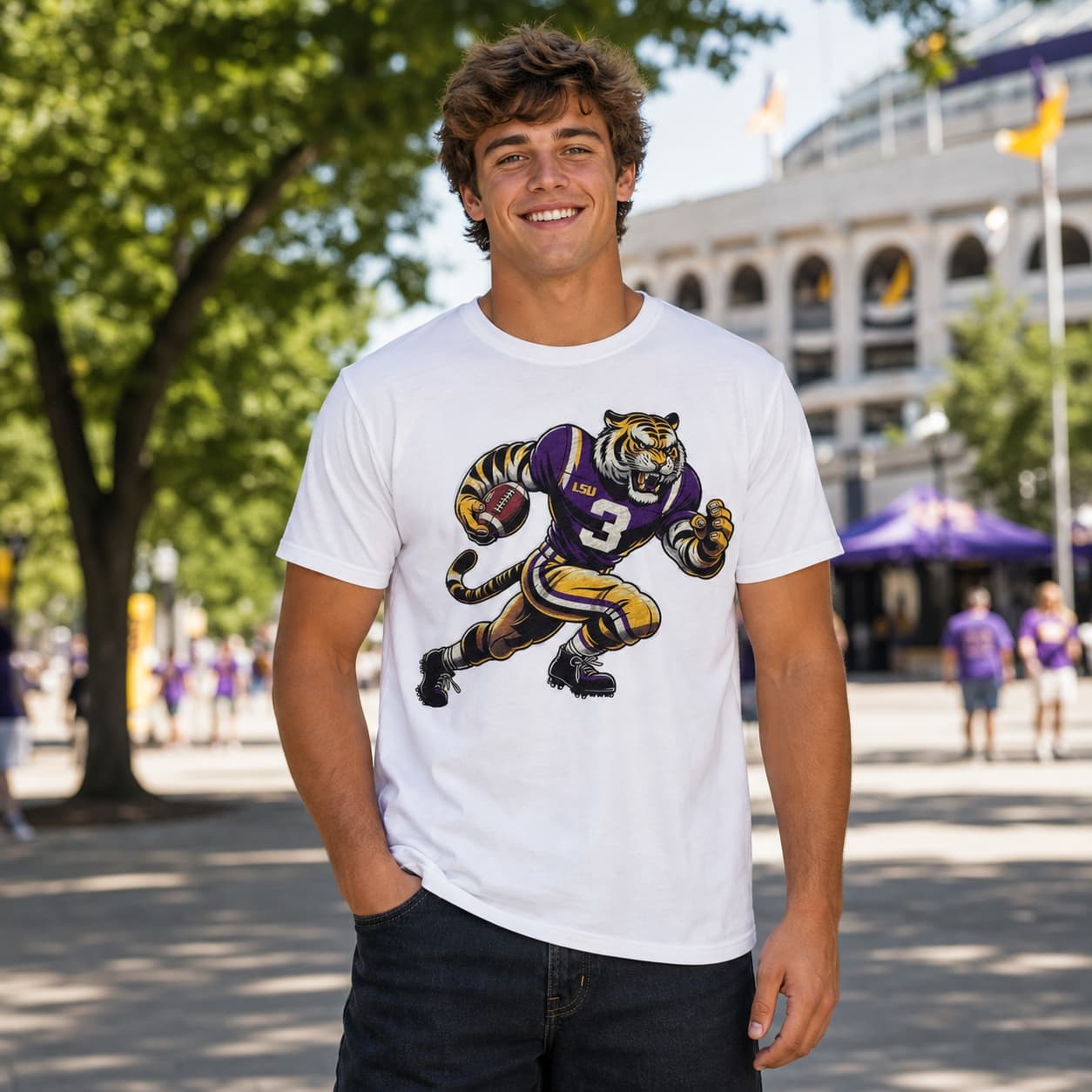 LSU Tigers Exclusive Retro Geaux Football Artwork Shirt