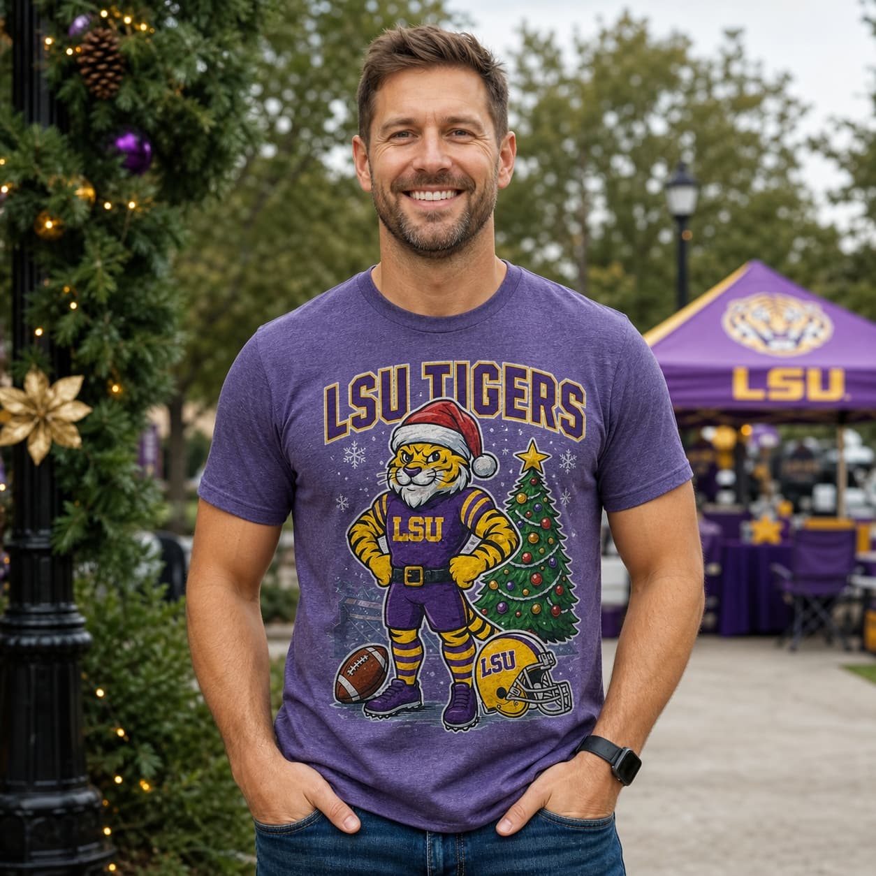 LSU Tigers Holiday Exclusive Retro Football Artwork Shirt