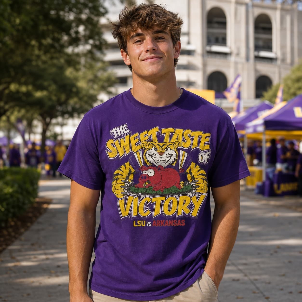 LSU Tigers vs. Arkansas Razorbacks Retro Rivals Football Artwork Shirt