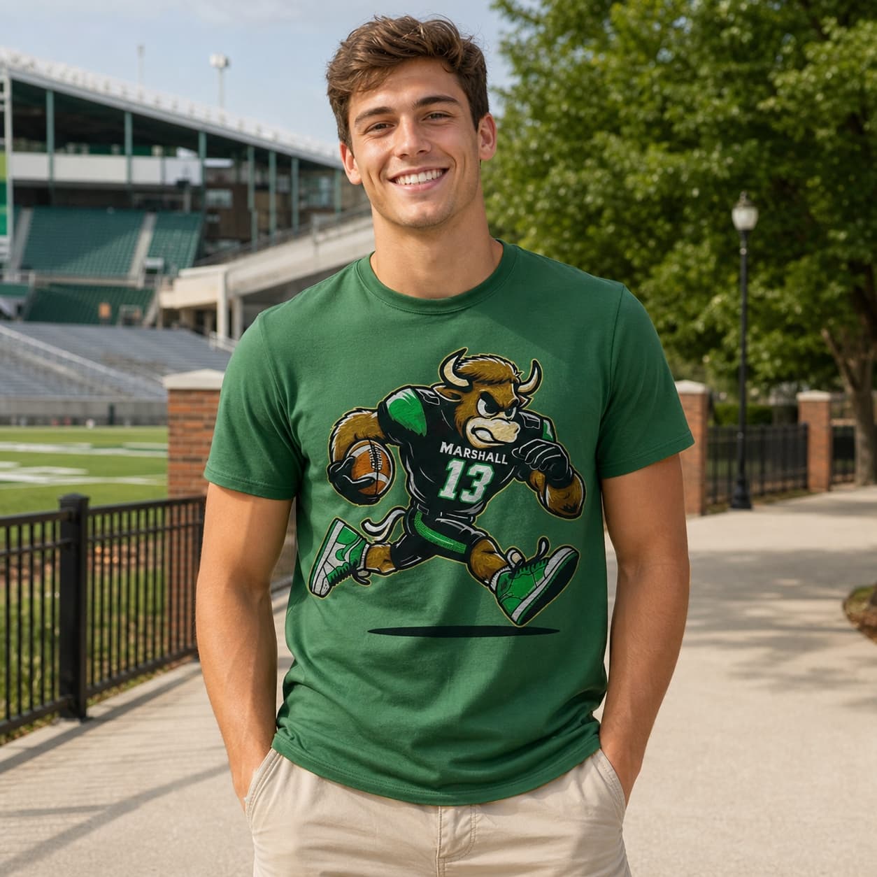 Marshall Thundering Herd Retro Football Mascot Artwork Shirt