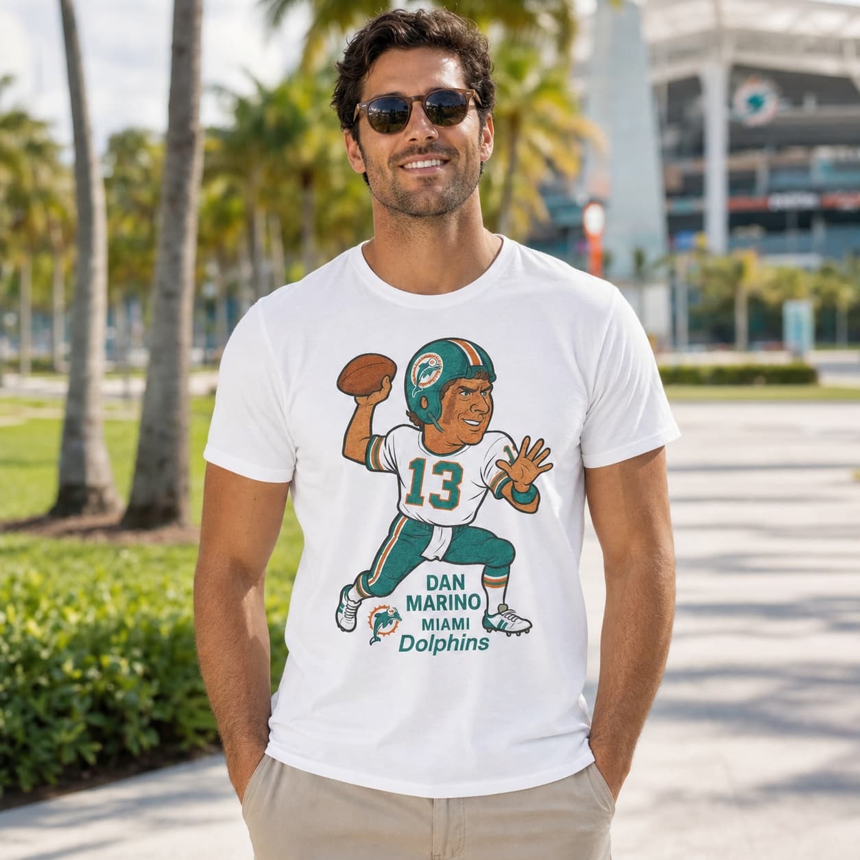 Miami Dolphins Dan Marino Exclusive Retro Football 1988 Artwork Shirt