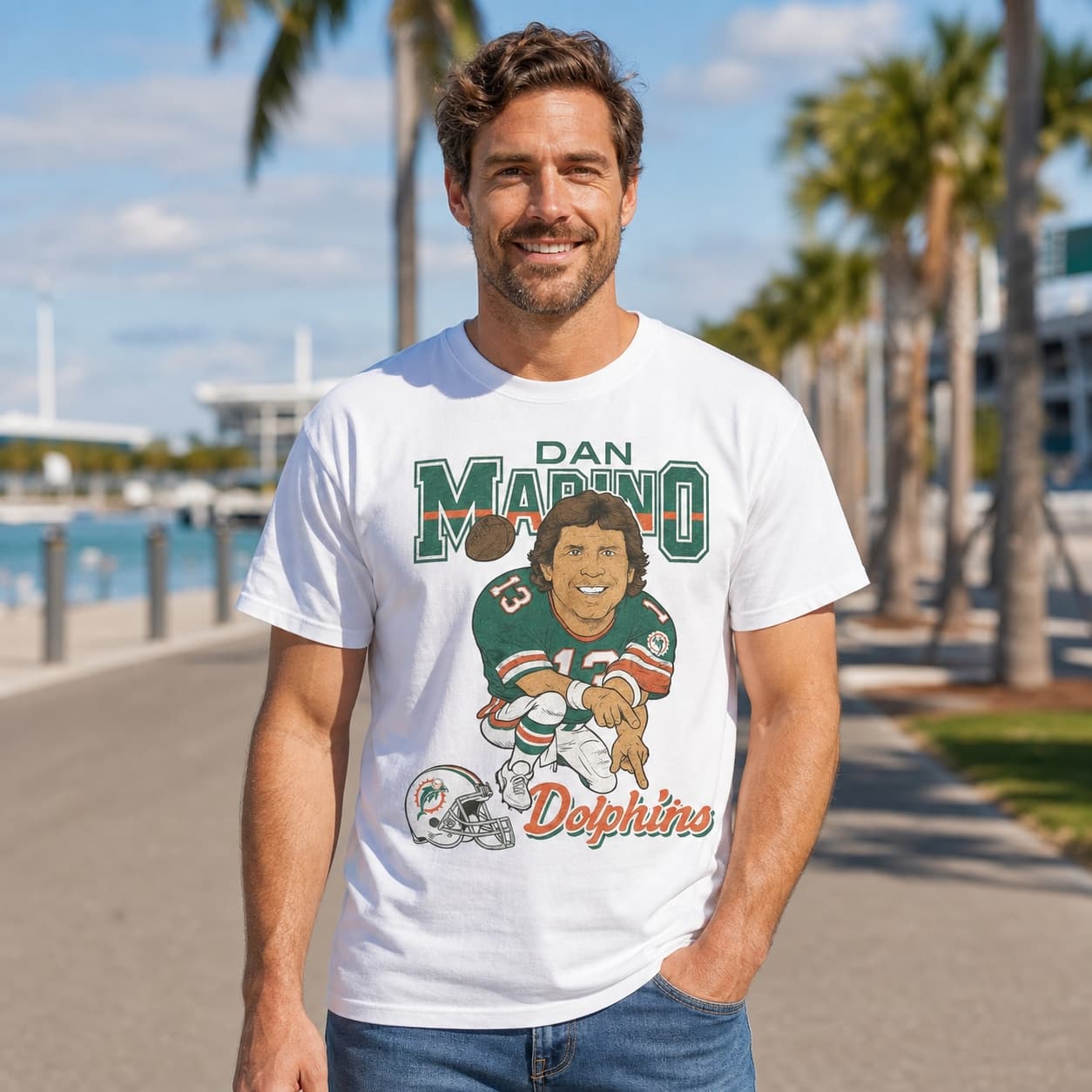 Miami Dolphins Dan Marino Retro Football 1984 Artwork Shirt