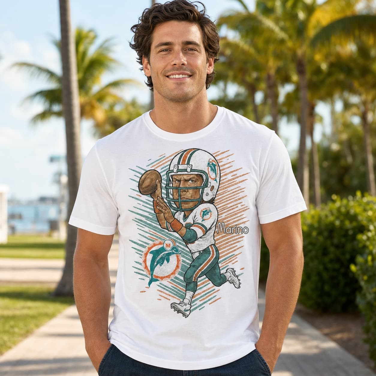 Miami Dolphins Dan Marino Retro Football 1984 T-Shirt