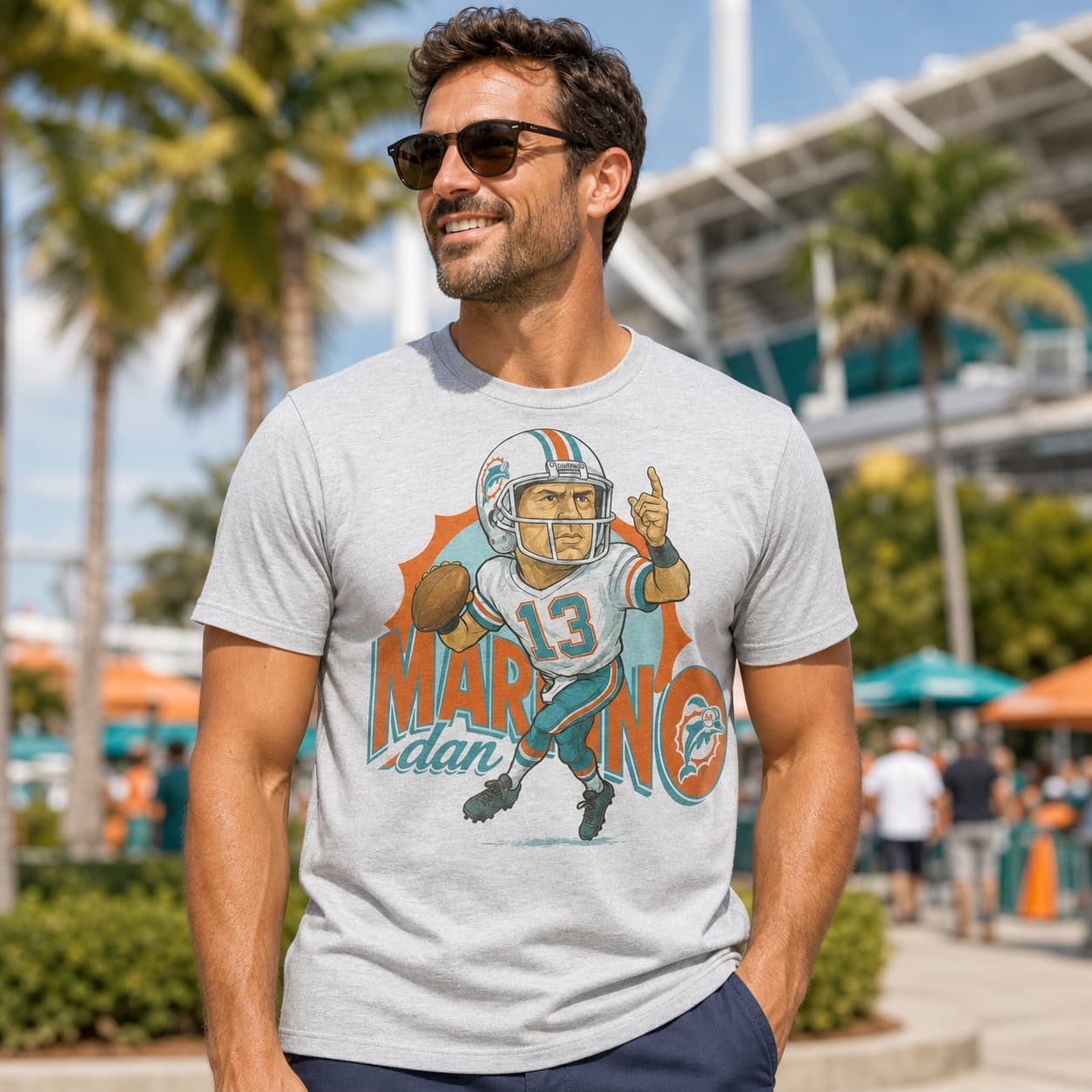 Miami Dolphins Dan Marino Retro Football 1988 Artwork Shirt