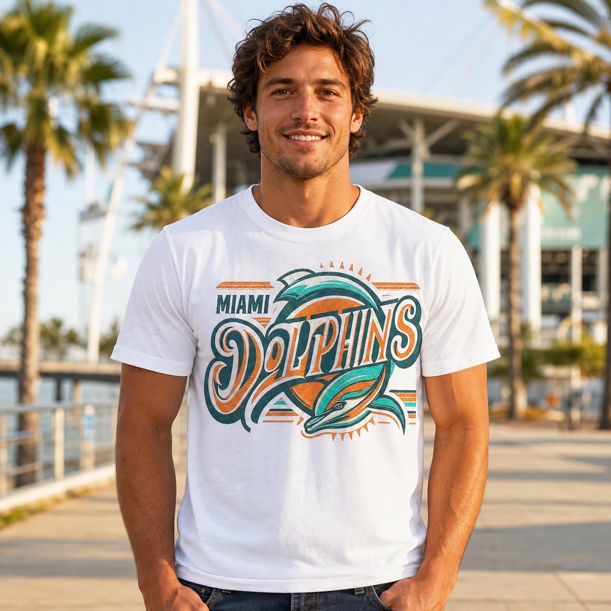 Miami Dolphins Exclusive Retro Football 2002 Artwork Shirt