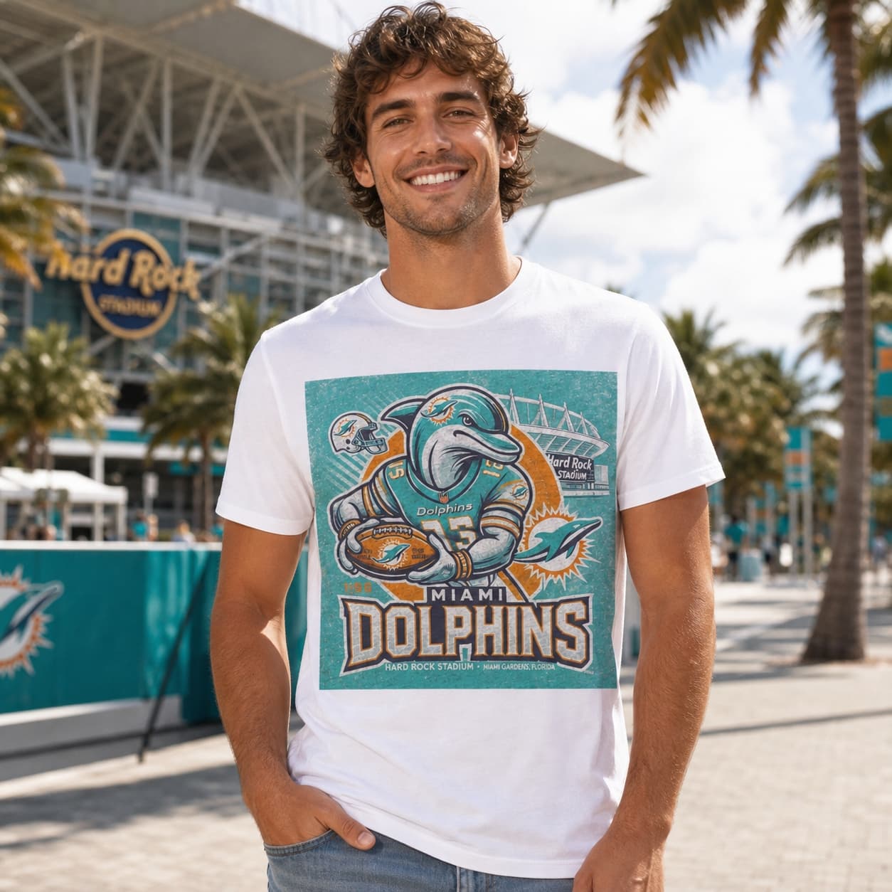 Miami Dolphins Exclusive Retro Football Artwork Shirt