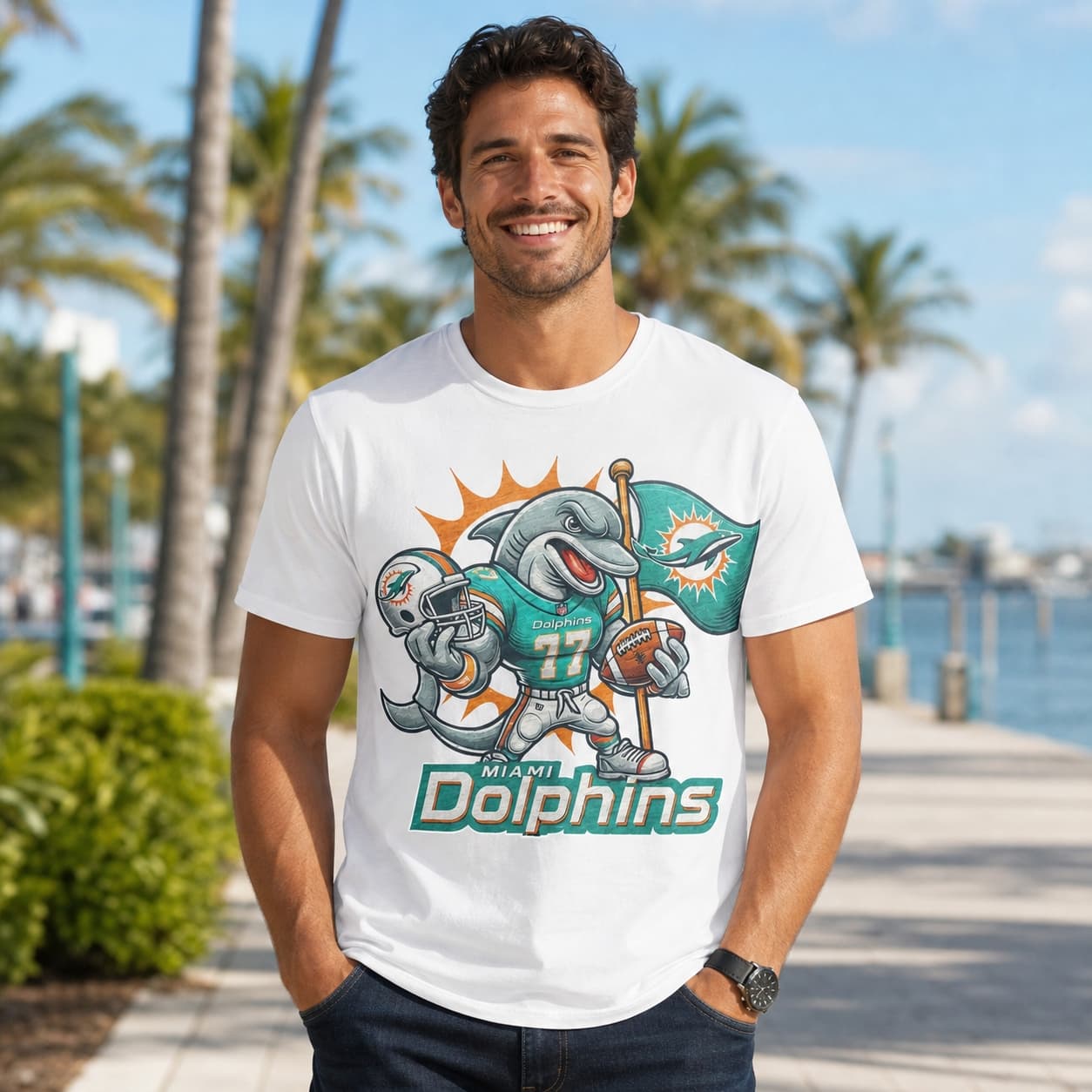 Miami Dolphins Exclusive Retro Football Flag Artwork Shirt