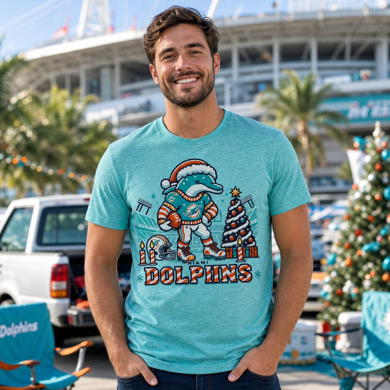 Miami Dolphins Holiday Exclusive Retro Football Artwork Shirt