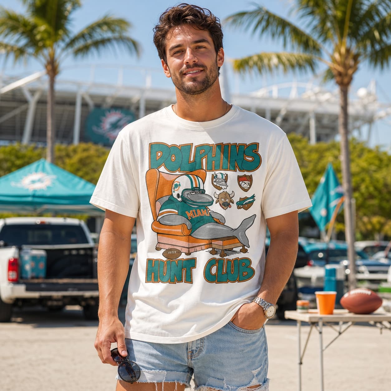 Miami Dolphins Hunt Club Retro Football 1992 Artwork Shirt