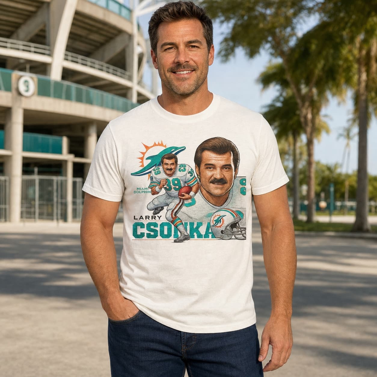 Miami Dolphins Larry Csonka Exclusive Retro Football 1971 Artwork Shirt