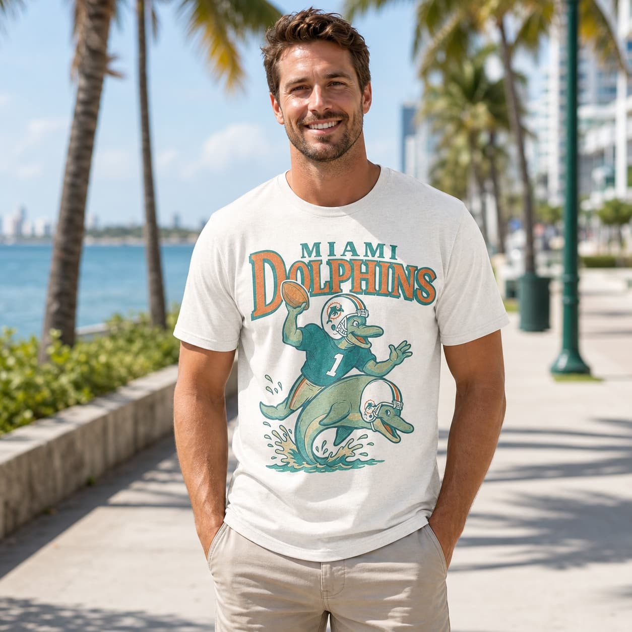 Miami Dolphins Mascots Exclusive Retro Football 1983 Artwork Shirt