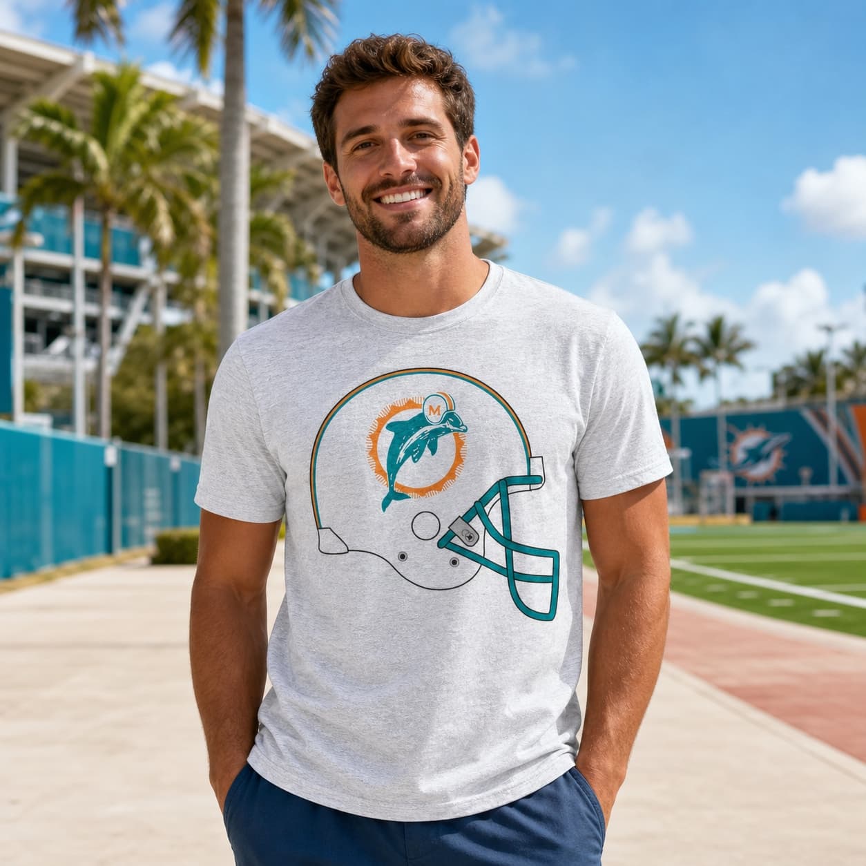 Miami Dolphins Retro Football 1980 Artwork Shirt