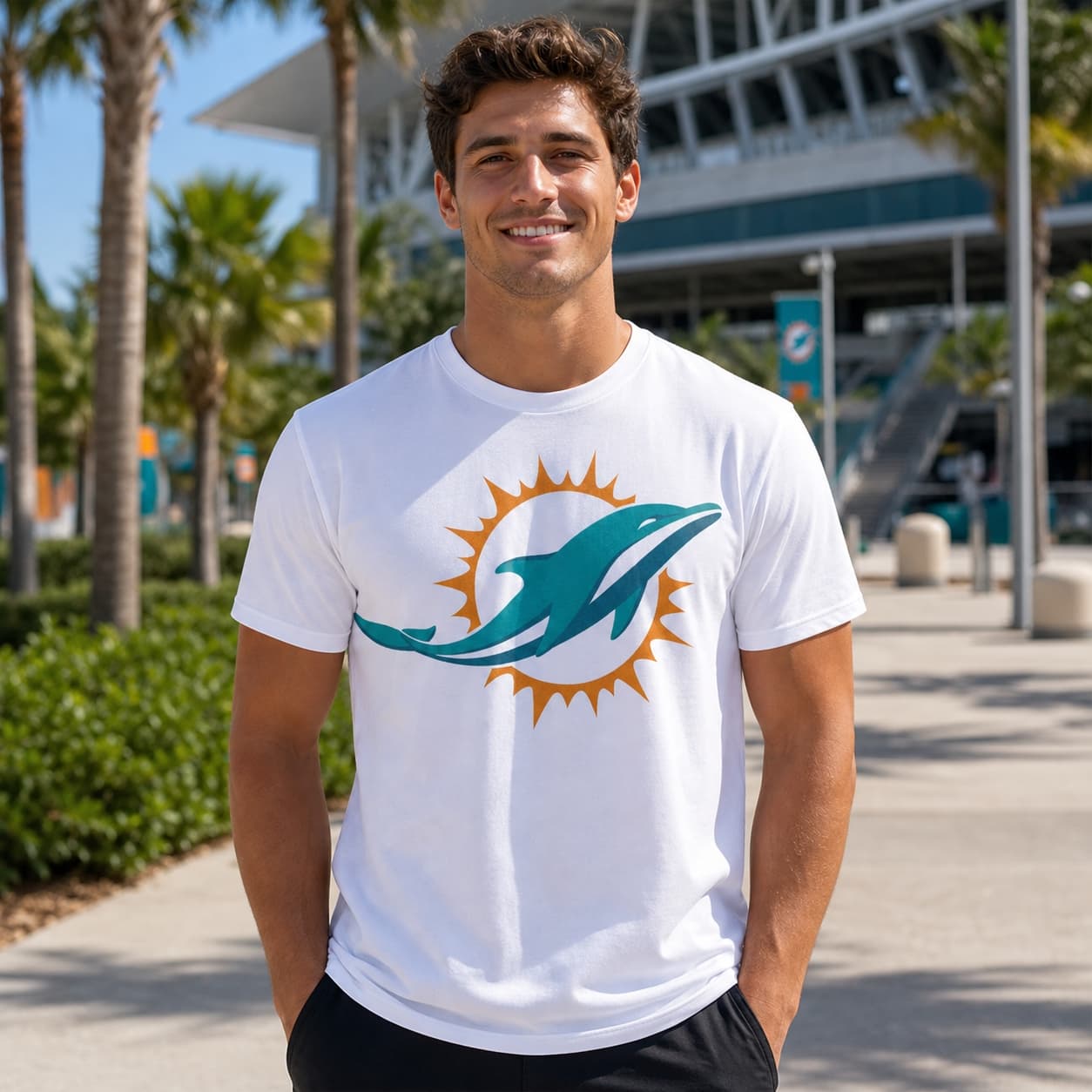 Miami Dolphins Retro Football 2005 Artwork Shirt