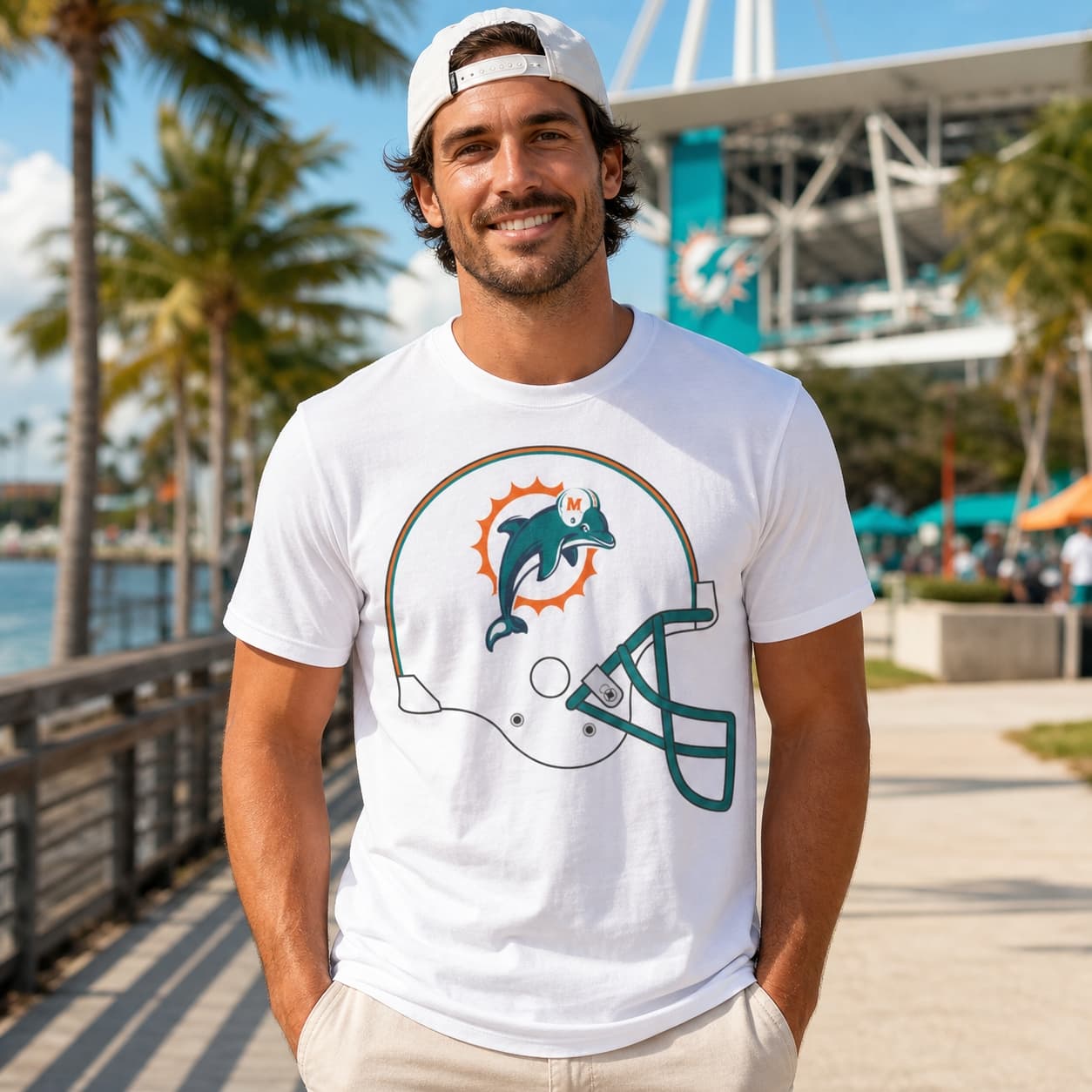 Miami Dolphins Retro Football Helmet 1997 Artwork Shirt