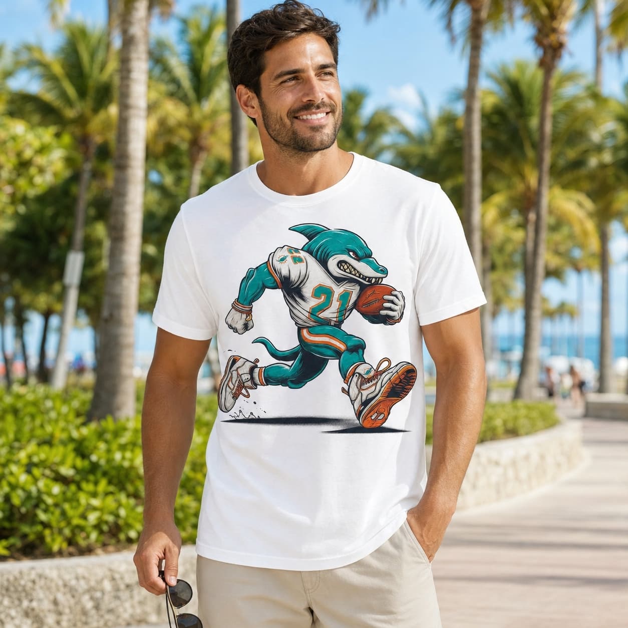 Miami Dolphins Retro Football Mascot Artwork Shirt