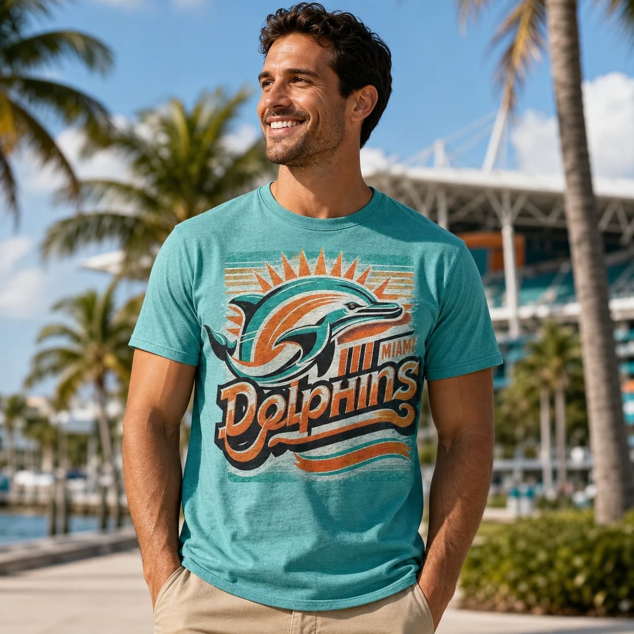Miami Dolphins Script Exclusive Retro Football Artwork Shirt