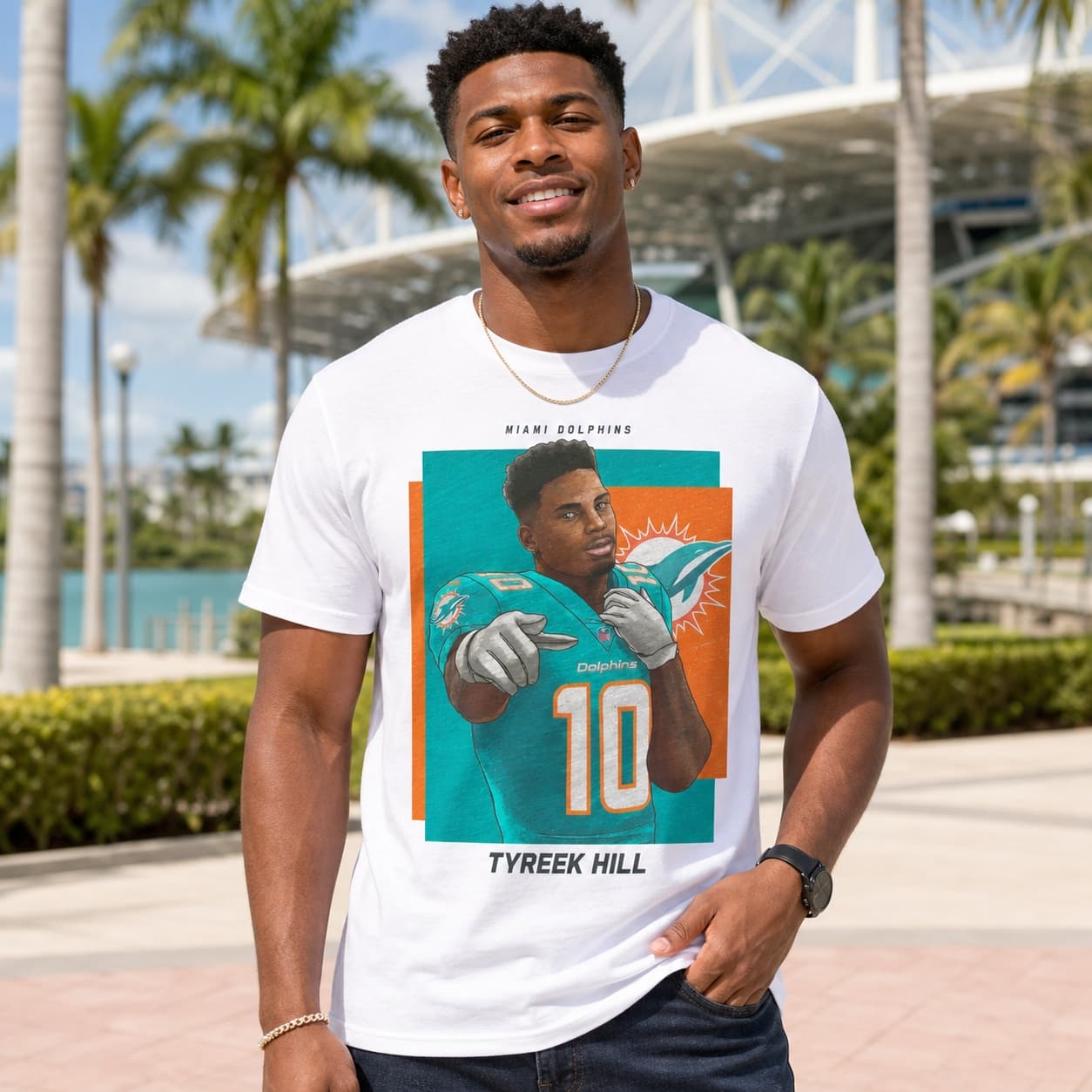 Miami Dolphins Tyreek Hill Exclusive Retro Football Artwork Shirt