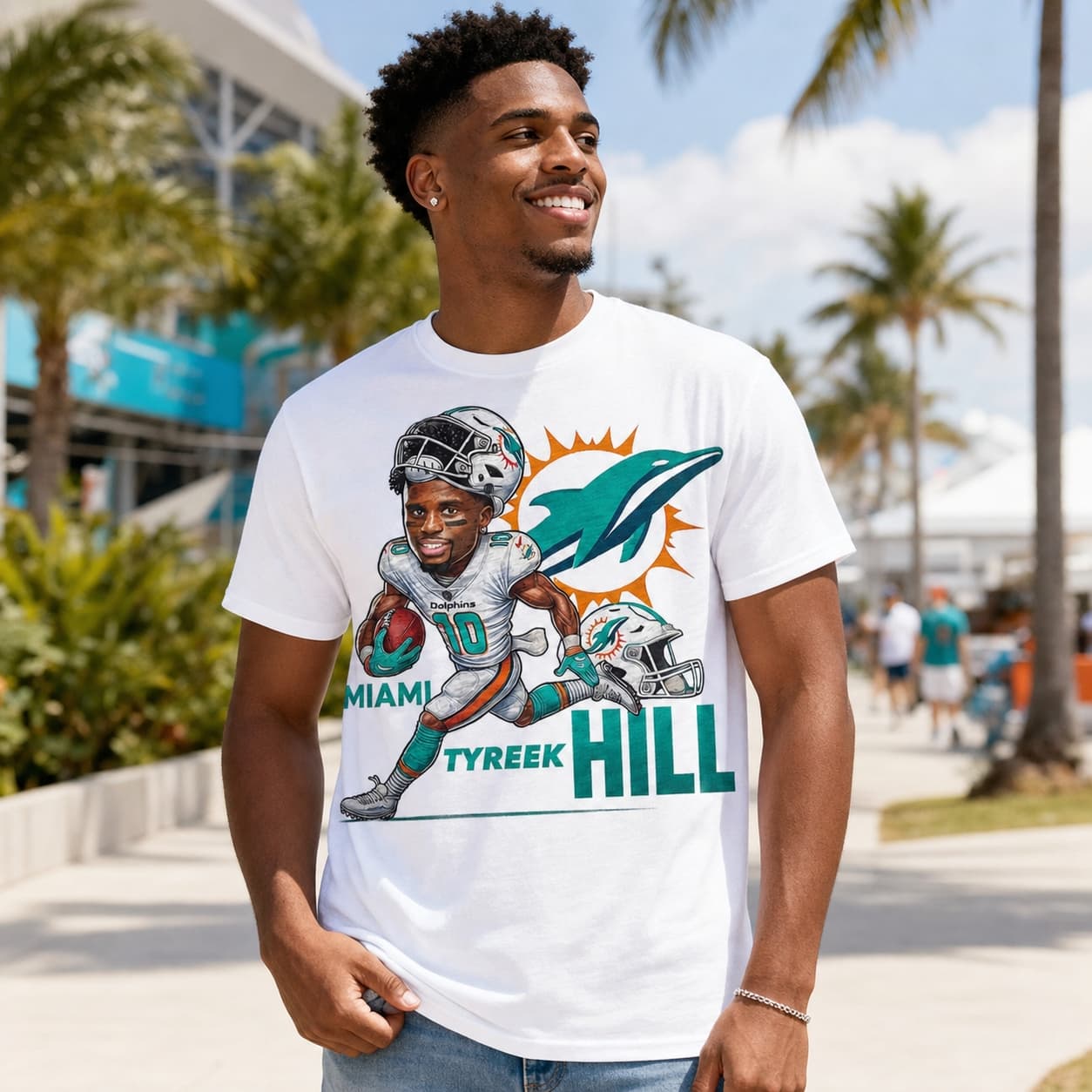 Miami Dolphins Tyreek Hill WR Exclusive Retro Football Artwork Shirt
