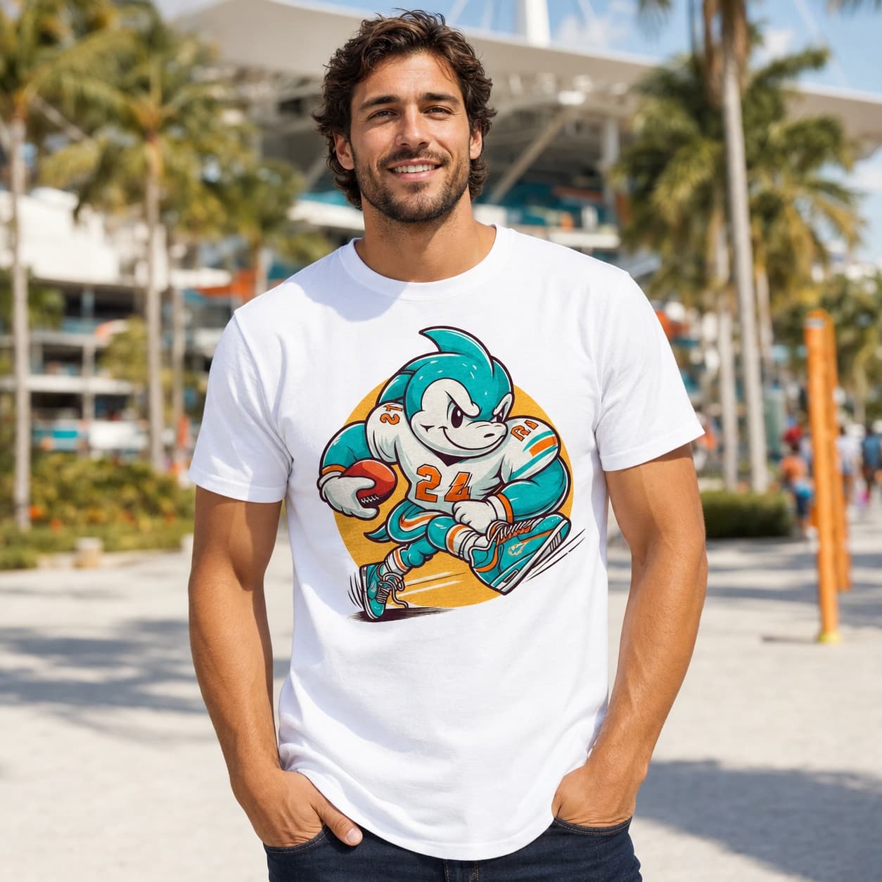 Miami Dolphins Vintage Retro Football Mascot Artwork Shirt