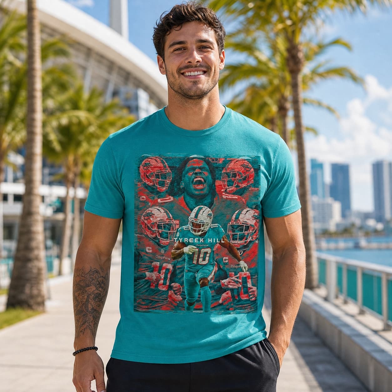 Miami Dolphins WR Tyreek Hill Exclusive Retro Football Artwork Shirt