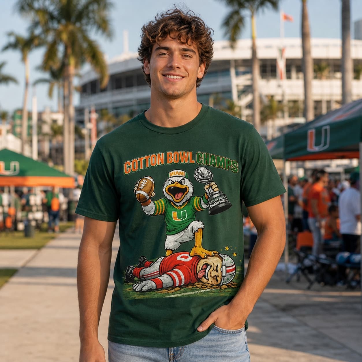 Miami Hurricanes Cotton Bowl Champs Retro Rivals Football Artwork Shirt