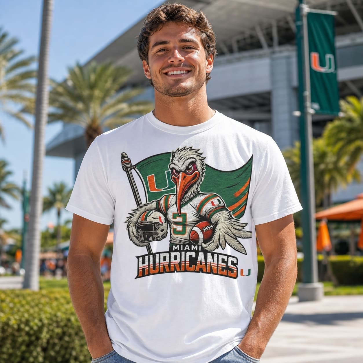 Miami Hurricanes Exclusive Retro Football Flag Ibis Artwork Shirt