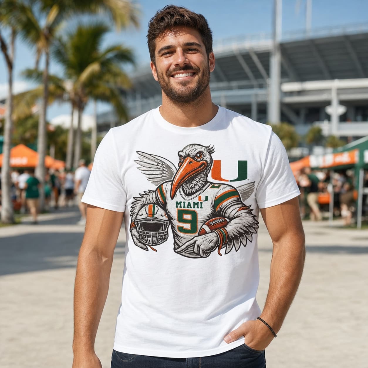 Miami Hurricanes Exclusive Retro Football Helmet Artwork Shirt