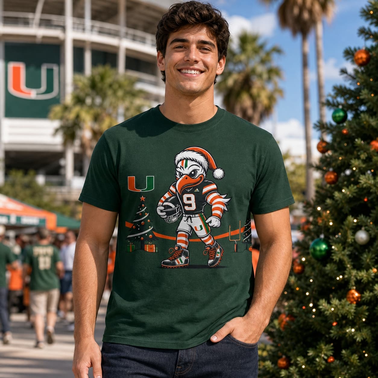 Miami Hurricanes Holiday Black Exclusive Retro Football Artwork Shirt