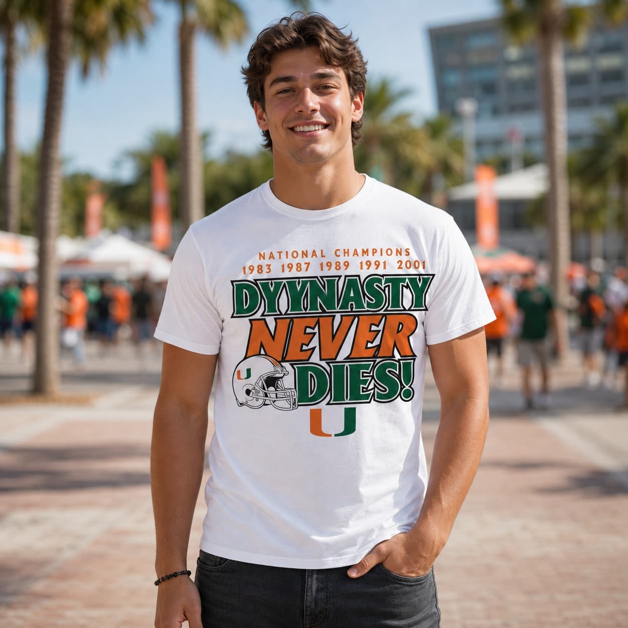 Miami Hurricanes National Champions Dynasty Retro Football Artwork Shirt