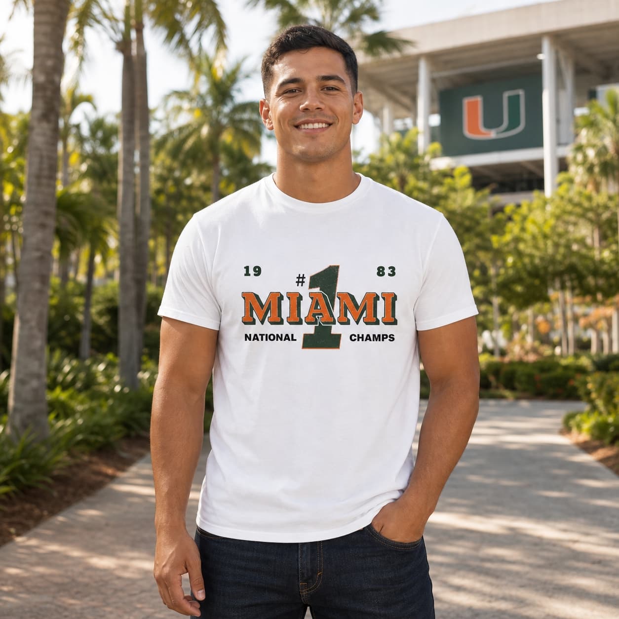 Miami Hurricanes National Champs Retro Football 1983 Artwork Shirt