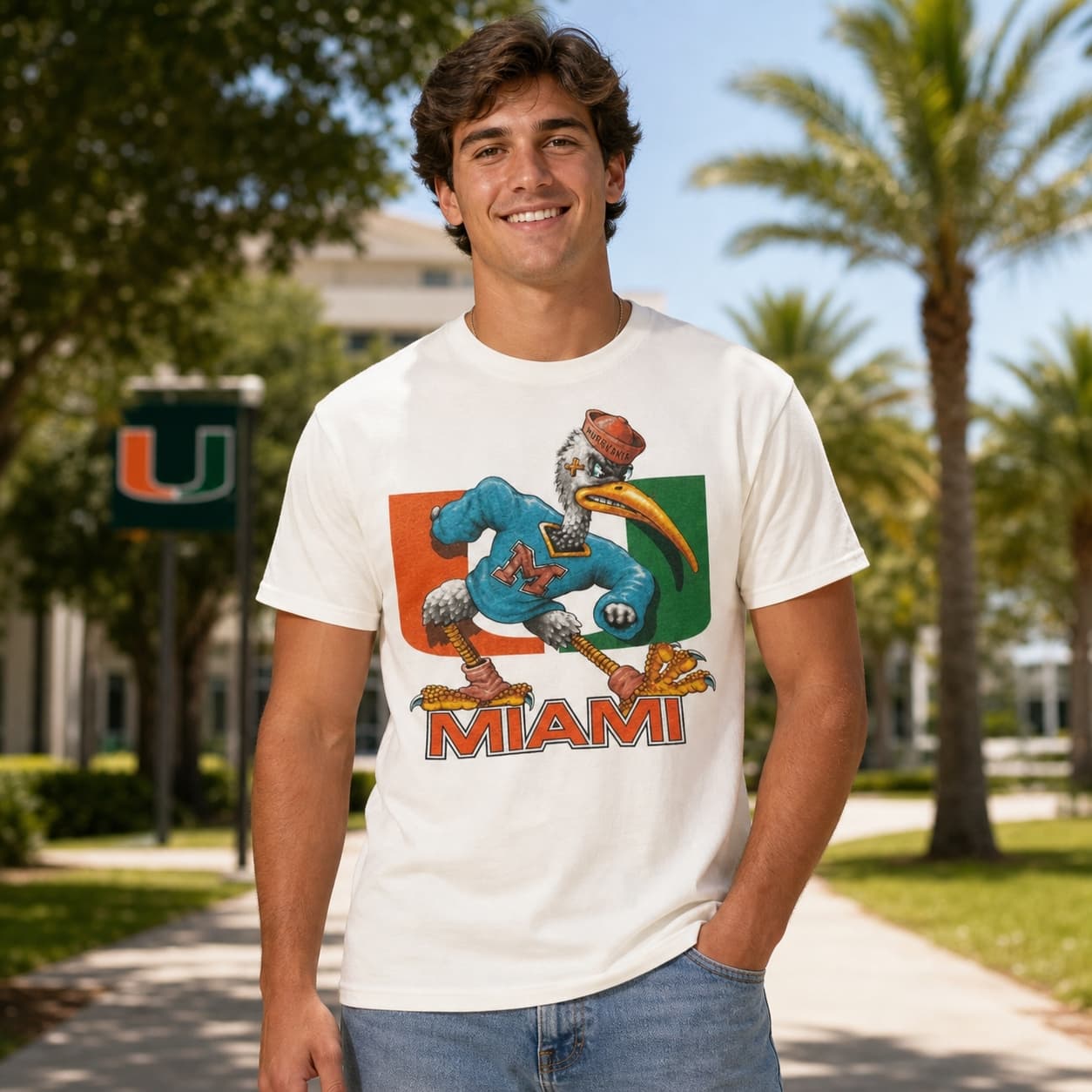 Miami Hurricanes Retro Football 1995 Artwork Shirt