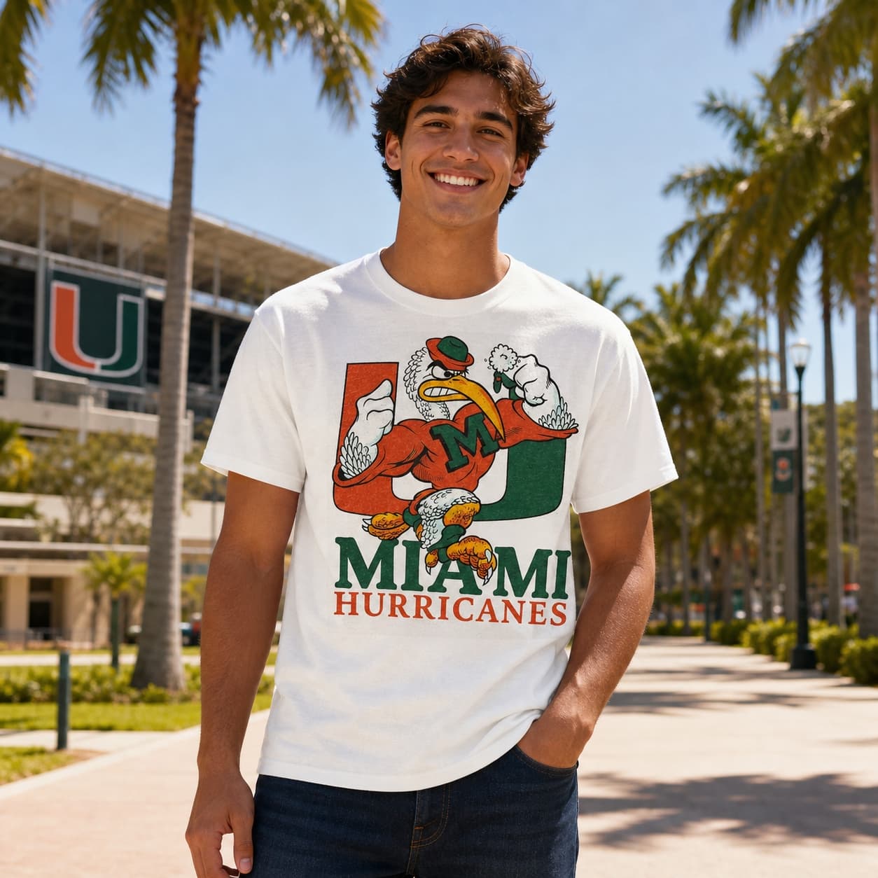 Miami Hurricanes Retro Football 2001 Artwork Shirt