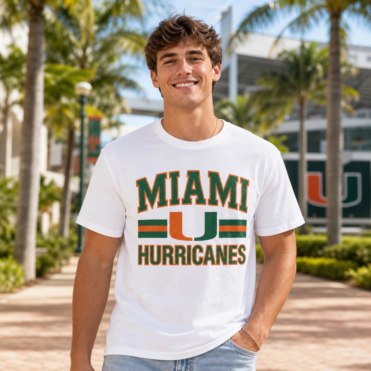 Miami Hurricanes Retro Football Artwork Shirt